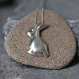 Sterling Silver 3D Rabbit Necklace • Large Bunny Pendant