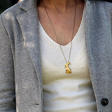 Gold Bunny Pendant Necklace • 3D Rabbit Necklace in Gold
