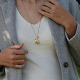 Gold Bunny Pendant Necklace • 3D Rabbit Necklace in Gold