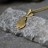 Large Gold Rabbit Pendant Necklace • Long Minimalist Bunny Jewelry