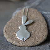 Large Gold Rabbit Pendant Necklace • Long Minimalist Bunny Jewelry