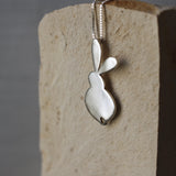 Large Gold Rabbit Pendant Necklace • Long Minimalist Bunny Jewelry