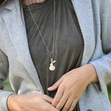 Large Gold Rabbit Pendant Necklace • Long Minimalist Bunny Jewelry