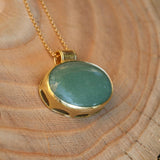 Aventurine pendant necklace, Boho statement necklace, Unique green stone necklace, Bohemian jewelry, Long necklace for women, Gift for her
