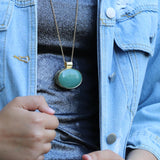 Aventurine pendant necklace, Boho statement necklace, Unique green stone necklace, Bohemian jewelry, Long necklace for women, Gift for her