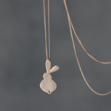 Petite Sterling Silver Bunny Outline Necklace