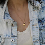 Petite Gold Bunny Outline Necklace