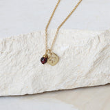 Garnet Leaf Necklace • Dainty Gold Birthstone Pendant • Delicate Nature Jewelry • Minimal Layering Necklace