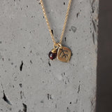 Garnet Leaf Necklace • Dainty Gold Birthstone Pendant • Delicate Nature Jewelry • Minimal Layering Necklace