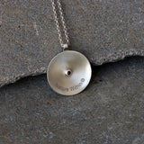 Spiral Pendant Necklace • Handmade Spiritual Silver Jewelry • Birthstone enlayed at the back