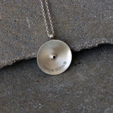 Unique Round Convex Pendant with Spiral Textures - Handmade Spiritual Jewelry