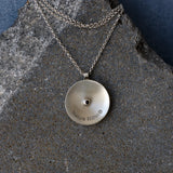 Spiral Pendant Necklace • Handmade Spiritual Silver Jewelry • Birthstone enlayed at the back