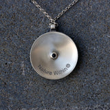 Spiral Pendant Necklace • Handmade Spiritual Silver Jewelry • Birthstone enlayed at the back