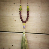 Green Beads Tassel Necklace