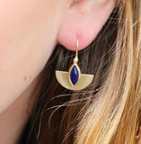 Gemstone Earrings,Blue Sapphire Earrings,Dangle Earrings for Women,Gold Plated Earrings,Boho Earrings,Blue Earrings for Women