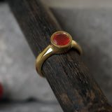 Gold Handcrafted Carnelian Gemstone Ring | Minimalist Statement Ring | July Birthstone Gift