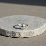 Dainty Sterling Silver Dome Ring • Handmade Granulated Circle Ring • Minimalist Dot Band Jewelry
