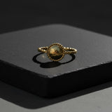 Minimalist Gold Dome Ring • Handmade Granulated Circle Design • Dainty Dot Band