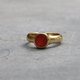 Gold Handcrafted Carnelian Gemstone Ring | Minimalist Statement Ring | July Birthstone Gift