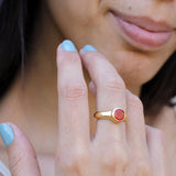 Gold Handcrafted Carnelian Gemstone Ring | Minimalist Statement Ring | July Birthstone Gift