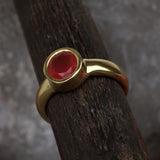 Gold Handcrafted Carnelian Gemstone Ring | Minimalist Statement Ring | July Birthstone Gift