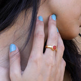Gold Handcrafted Carnelian Gemstone Ring | Minimalist Statement Ring | July Birthstone Gift