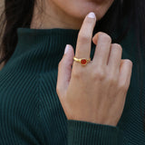 Gold Handcrafted Carnelian Gemstone Ring | Minimalist Statement Ring | July Birthstone Gift