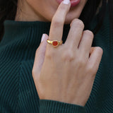 Gold Handcrafted Carnelian Gemstone Ring | Minimalist Statement Ring | July Birthstone Gift