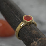 Gold Handcrafted Carnelian Gemstone Ring | Minimalist Statement Ring | July Birthstone Gift