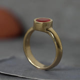 Gold Handcrafted Carnelian Gemstone Ring | Minimalist Statement Ring | July Birthstone Gift