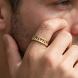 Men’s Gold Geometric Cut-Out Ring • Handmade Openwork Band • Minimalist Modern Jewelry