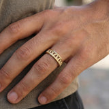 Men’s Gold Geometric Cut-Out Ring • Handmade Openwork Band • Minimalist Modern Jewelry
