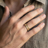Men’s Gold Geometric Cut-Out Ring • Handmade Openwork Band • Minimalist Modern Jewelry