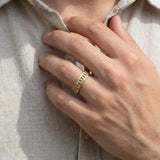 Men’s Gold Geometric Cut-Out Ring • Handmade Openwork Band • Minimalist Modern Jewelry
