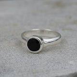 Black Onyx Solitaire Ring in Sterling Silver