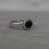 Black Onyx Solitaire Ring in Sterling Silver