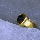 Rectangle Gold Citrine Ring