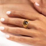 Rectangle Gold Citrine Ring • Handmade Statement Gemstone Ring • November Birthstone Jewelry for Joy and Prosperity