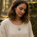 Unique Round Convex Pendant with Spiral Textures - Handmade Spiritual Jewelry