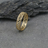 Women’s Gold Geometric Cut-Out Ring • Handmade Openwork Band • Minimalist Modern Jewelry