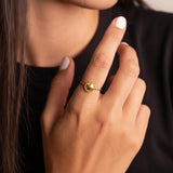 Minimalist Gold Dome Ring • Handmade Granulated Circle Design • Dainty Dot Band