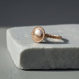 Minimalist Gold Dome Ring • Handmade Granulated Circle Design • Dainty Dot Band