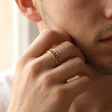 Men’s Gold Geometric Cut-Out Ring • Handmade Openwork Band • Minimalist Modern Jewelry