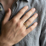 Men’s Gold Geometric Cut-Out Ring • Handmade Openwork Band • Minimalist Modern Jewelry