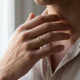 Men’s Gold Geometric Cut-Out Ring • Handmade Openwork Band • Minimalist Modern Jewelry