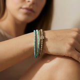 Turquoise & Gold Wrap Bracelet • Amazonite and Hematite Beaded Wrap • Handmade Boho Layered Jewelry