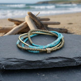 Turquoise & Gold Wrap Bracelet