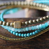Turquoise & Gold Wrap Bracelet