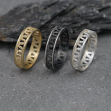 Men’s Gold Geometric Cut-Out Ring • Handmade Openwork Band • Minimalist Modern Jewelry