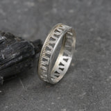Sterling Silver Geometric Cut-Out Ring • Handmade Openwork Band • Minimalist Modern Jewelry For Women